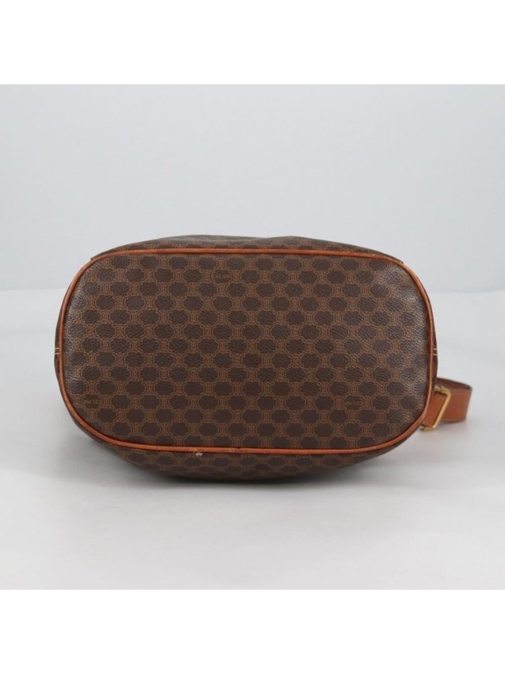 Authentic CELINE Macadam Canvas Shoulder Bag PVC Leather Brown Gold - Picture 2 of 16